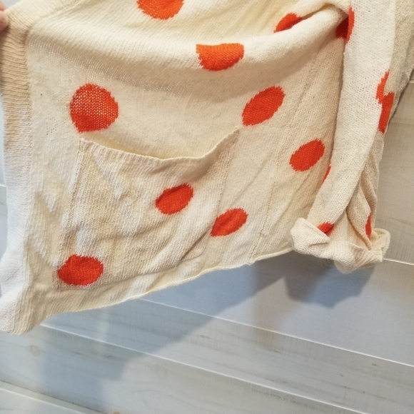 {XS} Wildfox White Label Oversized Orange Polka Dot Cream Cardigan - Picture 5 of 8
